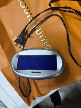 Sharp Silver Digital Clock with Blue Display